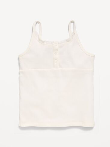 Old Navy Fitted Lace-Trim Henley Tank Top for Girls - Sea Salt in Saudi Arabia