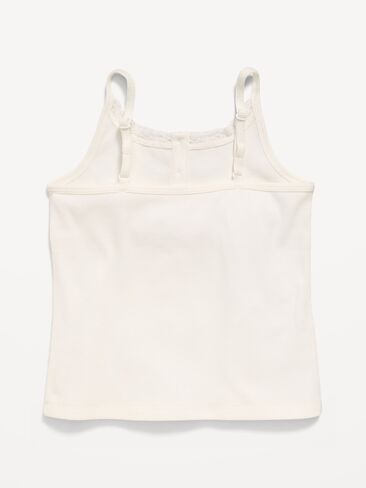 Old Navy Fitted Lace-Trim Henley Tank Top for Girls - Sea Salt in Saudi Arabia