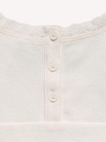 Old Navy Fitted Lace-Trim Henley Tank Top for Girls - Sea Salt in Saudi Arabia
