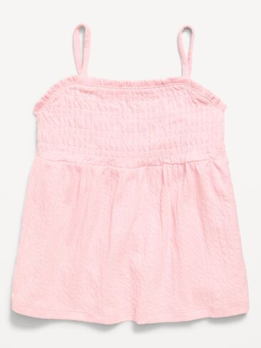 Old Navy Sleeveless Textured Smocked Top for Girls - Pink Sky in Saudi Arabia