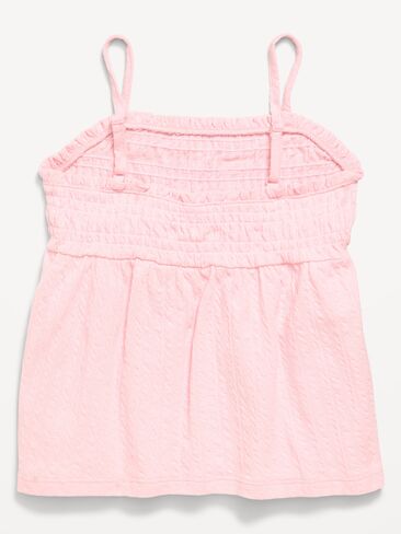 Old Navy Sleeveless Textured Smocked Top for Girls - Pink Sky in Saudi Arabia
