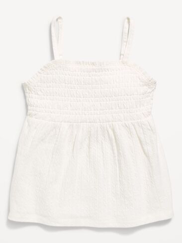 Old Navy Sleeveless Textured Smocked Top for Girls - Sea Salt in Saudi Arabia