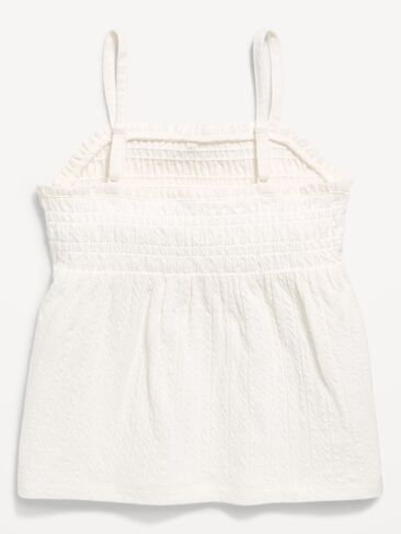 Old Navy Sleeveless Textured Smocked Top for Girls - Sea Salt in Saudi Arabia