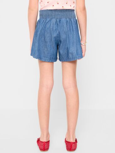 Old Navy Smocked-Waist Chambray Shorts for Girls - Chambray Blue in Saudi Arabia