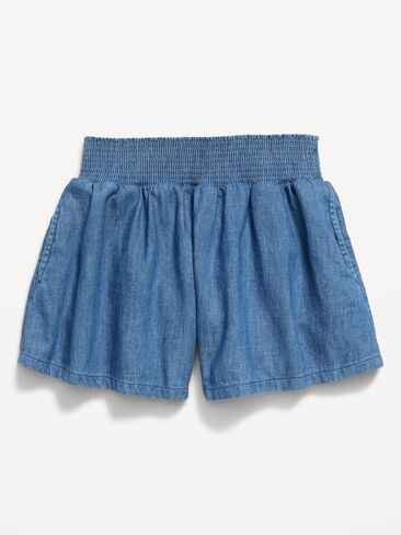 Old Navy Smocked-Waist Chambray Shorts for Girls - Chambray Blue in Saudi Arabia