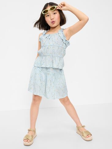 شورت مطبوع للبنات من Old Navy - زهور زرقاء in Kuwait