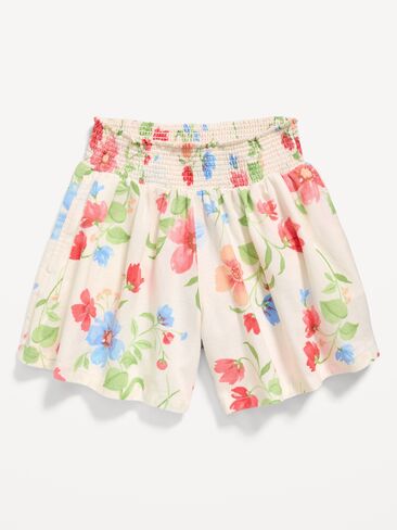 شورت من مزيج الكتان بطبعات من Old Navy للبنات - زهور كريمية in Saudi Arabia