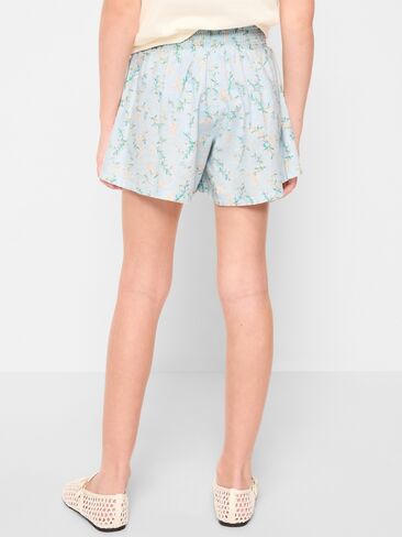 Old Navy Printed Smocked-Waist Linen-Blend Shorts for Girls - Blue Floral in Saudi Arabia