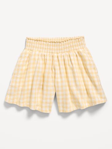 شورت من مزيج الكتان بطبعات من Old Navy للبنات - قماش جينغهام أصفر in Saudi Arabia