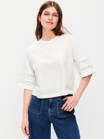 تي شيرت Old Navy Vintage برقبة دائرية وحواف من الدانتيل - Calla Lilies in Saudi Arabia