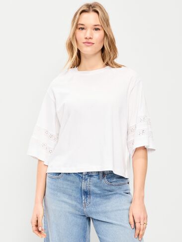 تي شيرت Old Navy Vintage برقبة دائرية وحواف من الدانتيل - Calla Lilies in Saudi Arabia