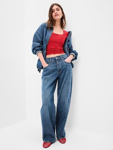 Old Navy Hug Double-Layer Scoop-Neck Top - Red Buttons in Saudi Arabia