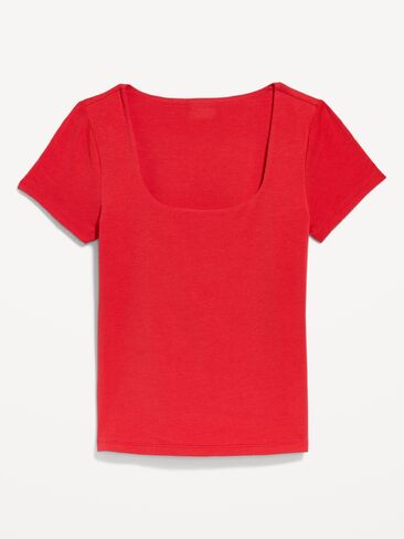 Old Navy Hug Double-Layer Scoop-Neck Top - Red Buttons in Saudi Arabia