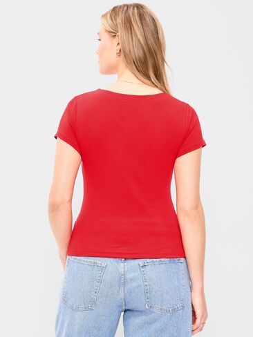 Old Navy Hug Double-Layer Scoop-Neck Top - Red Buttons in Saudi Arabia