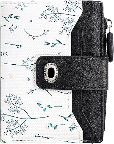 Small Wallets Women RFID Leather Bifold Card Holder Cute Flower Wallet for Women with Zipper Coin Pocket 3 ID Windows in Saudi Arabia