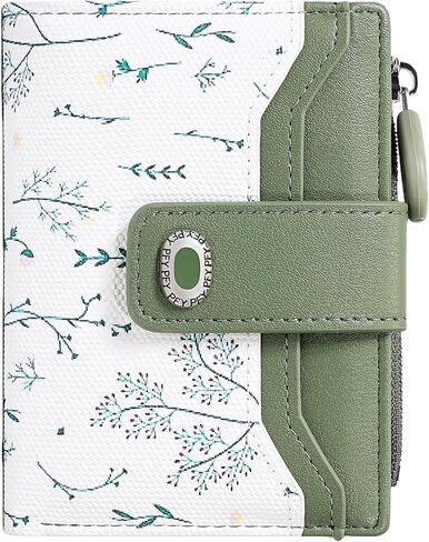 Small Wallets Women RFID Leather Bifold Card Holder Cute Flower Wallet for Women with Zipper Coin Pocket 3 ID Windows in Saudi Arabia