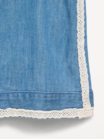 بلوزة شامبراي بدون أكمام بأطراف دانتيل للبنات من Old Navy - لون فاتح شامبراي in Saudi Arabia