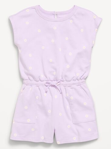 Old Navy Short-Sleeve French Terry Utility Romper for Girls - Purple Daisy in Saudi Arabia
