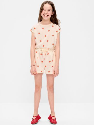 Old Navy Short-Sleeve French Terry Utility Romper for Girls - Strawberry in Saudi Arabia