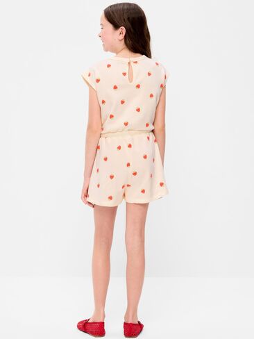 Old Navy Short-Sleeve French Terry Utility Romper for Girls - Strawberry in Saudi Arabia
