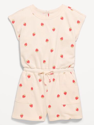 Old Navy Short-Sleeve French Terry Utility Romper for Girls - Strawberry in Saudi Arabia