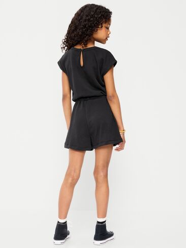 Old Navy Short-Sleeve French Terry Utility Romper for Girls - Black Jack in Saudi Arabia