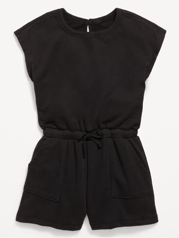 Old Navy Short-Sleeve French Terry Utility Romper for Girls - Black Jack in Saudi Arabia