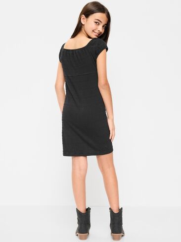 Old Navy Smocked Jersey Henley Dress for Girls - Black Jack in Saudi Arabia