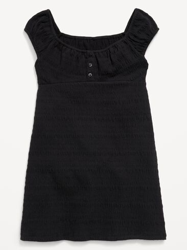 Old Navy Smocked Jersey Henley Dress for Girls - Black Jack in Saudi Arabia