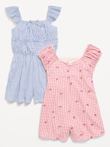 Old Navy Short-Sleeve Romper 2-Pack for Girls - Pink Gingham in Saudi Arabia