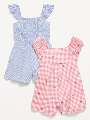 Old Navy Short-Sleeve Romper 2-Pack for Girls - Pink Gingham in Saudi Arabia
