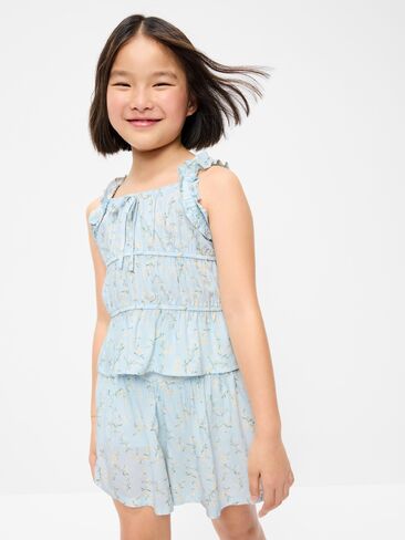 بلوزة بكرانيش بدون أكمام مطبوعة للبنات من Old Navy - زهور زرقاء فاتحة in Saudi Arabia