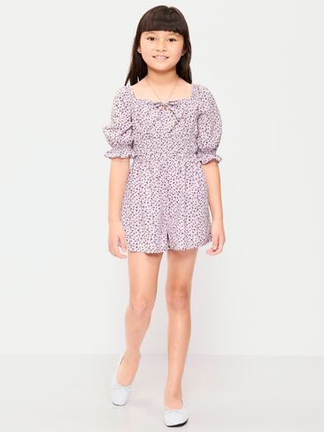 Old Navy Printed Fit and Flare Romper for Girls - Lilac Ice in Saudi Arabia
