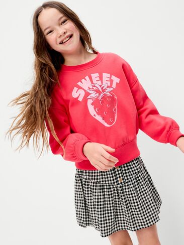 تنورة بأزرار من مزيج الكتان من Old Navy للبنات - قماش قطني أسود/أبيض in Saudi Arabia