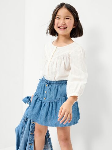 تنورة بأزرار للبنات من Old Navy Chambray - لون فاتح من الشامبراي in Saudi Arabia