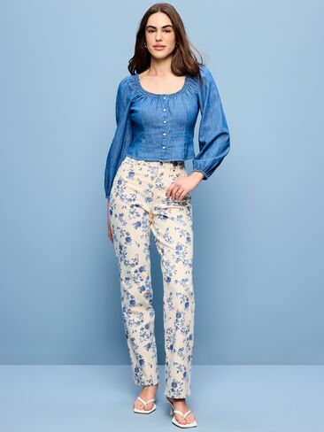 Old Navy High-Waisted OG Loose Jeans - Blue Floral in Saudi Arabia