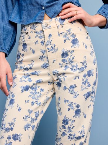 Old Navy High-Waisted OG Loose Jeans - Blue Floral in Saudi Arabia