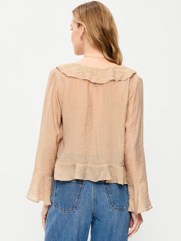 Old Navy Bell-Sleeve Ruffle Top - Mocha Taffy in Saudi Arabia