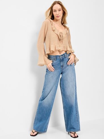 Old Navy Bell-Sleeve Ruffle Top - Mocha Taffy in Saudi Arabia