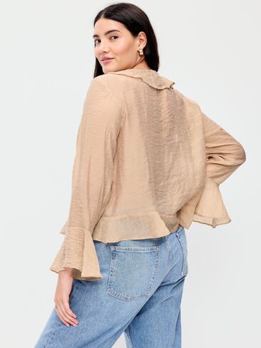 Old Navy Bell-Sleeve Ruffle Top - Mocha Taffy in Saudi Arabia