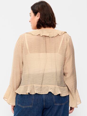 Old Navy Bell-Sleeve Ruffle Top - Mocha Taffy in Saudi Arabia