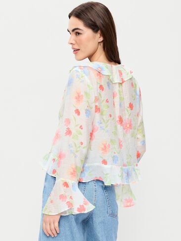 Old Navy Bell-Sleeve Ruffle Top - Multi-Floral Top in Saudi Arabia