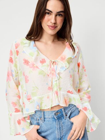 Old Navy Bell-Sleeve Ruffle Top - Multi-Floral Top in Saudi Arabia