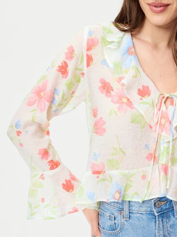 Old Navy Bell-Sleeve Ruffle Top - Multi-Floral Top in Saudi Arabia