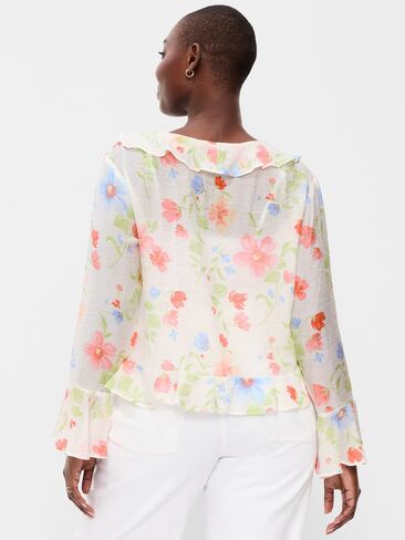 Old Navy Bell-Sleeve Ruffle Top - Multi-Floral Top in Saudi Arabia