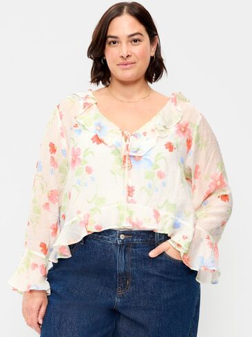 Old Navy Bell-Sleeve Ruffle Top - Multi-Floral Top in Saudi Arabia