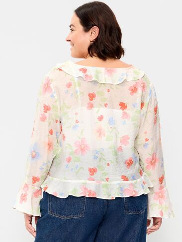 Old Navy Bell-Sleeve Ruffle Top - Multi-Floral Top in Saudi Arabia
