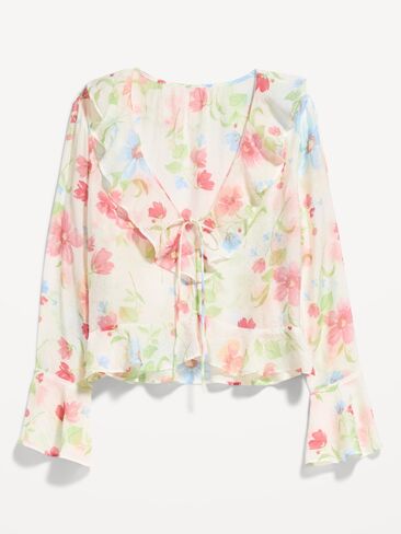 Old Navy Bell-Sleeve Ruffle Top - Multi-Floral Top in Saudi Arabia