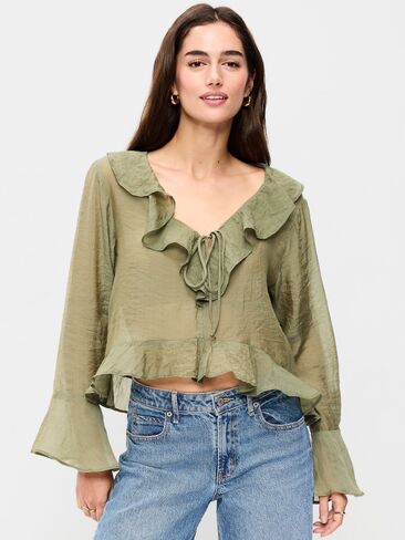 Old Navy Bell-Sleeve Ruffle Top - Bare Ground in Saudi Arabia