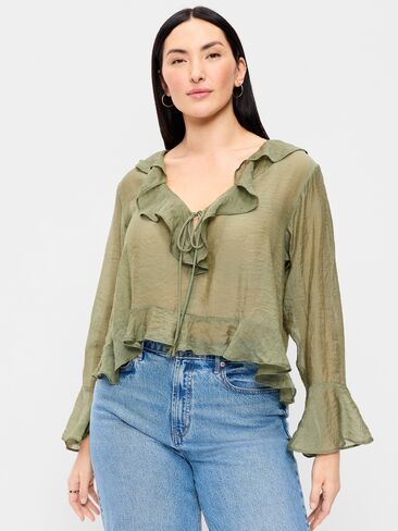Old Navy Bell-Sleeve Ruffle Top - Bare Ground in Saudi Arabia